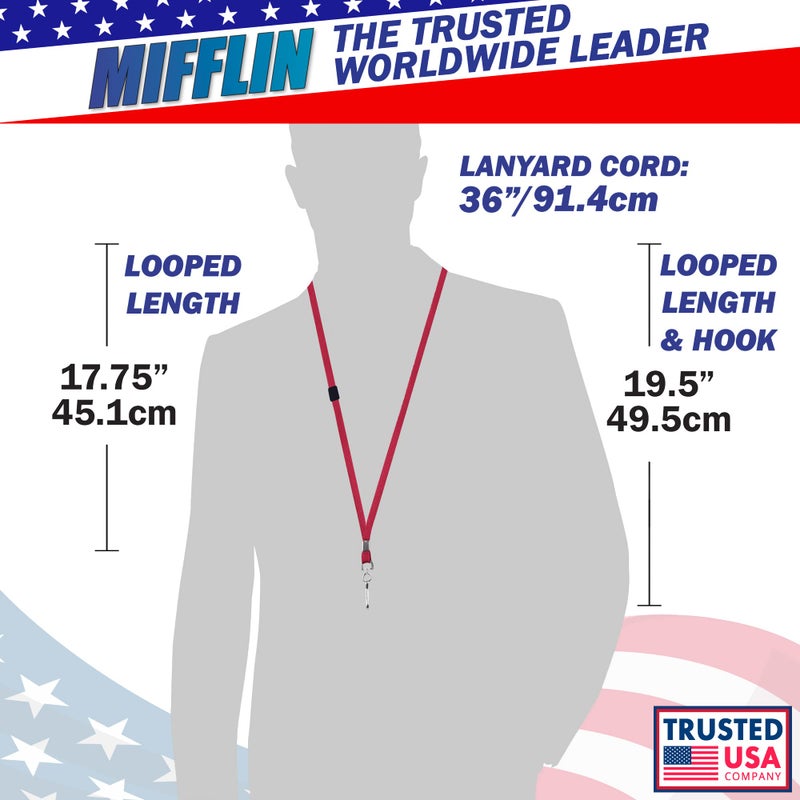MIFFLIN-USA Flat Breakaway Safety Lanyard for ID Badges (Red, 36 Inch, 100 Pack), Soft Woven Neck Line - Image 3